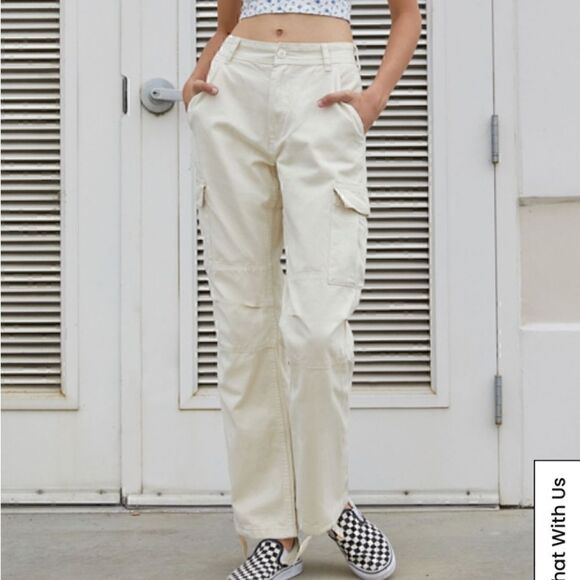 PacSun cargo pants cream skate work pants size 26‎ - Picture 1 of 6